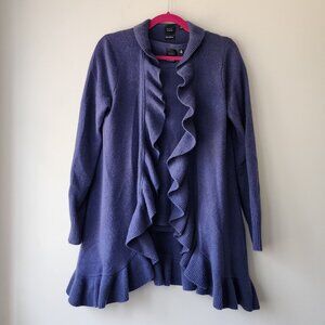 Saks Fifth Avenue Black Cashmere Sweater Set | Med | Purple Ruffle Cardigan Tank